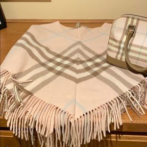 Burberry pink plaid wool poncho